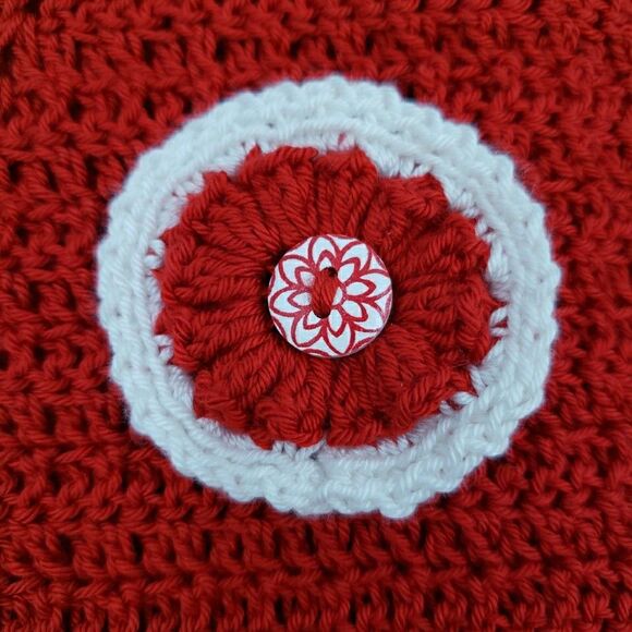 3-6 Months Baby Girl Dress Red White Crochet Knit Short Sleeve Summer Patriotic - Picture 3 of 14